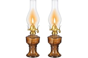 SYOENK 2 Pieces Rustic Oil Lamp 12.6" Classic Large Classic Kerosene Lamp Lantern Vintage Glass Kerosene Lamp Chamber Oil Lamps with 3/8" Wick for Indoor Use Home Decor Lighting