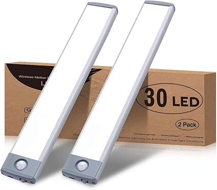 Amazon Ledセンサーライト 室内 小型 キッチンライト 極薄 30 Led Usb 1500ma 充電式 夜間ライト階段ライト Led バー ライト 2個入 Geekeep セキュリティ センサーライト ホーム キッチン