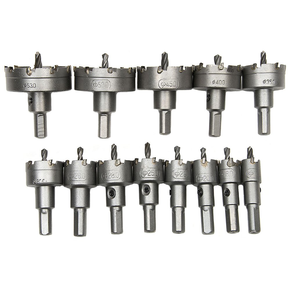 Malayas 13pcs Metal Core Drill Bit Hole Saw Set 16-53mm Tungsten Steel Cutter Tool Kits for Stainless Steel Iron Plate Copper Wood