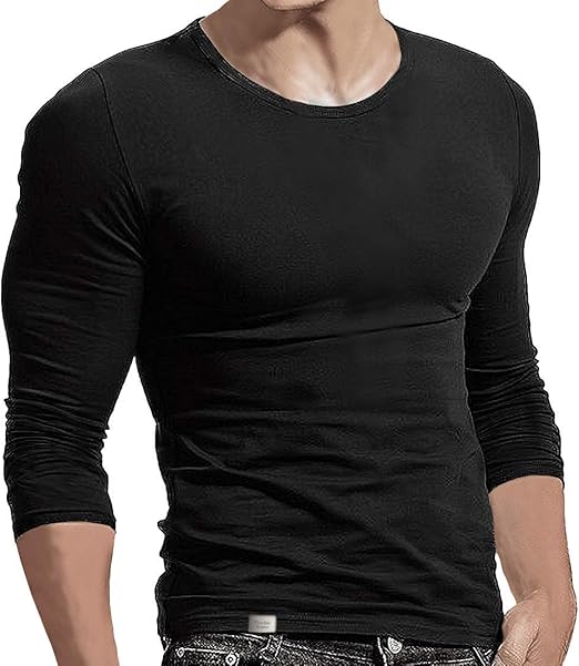 Amazon ティンバーホーム Tシャツ メンズ 長袖 無地 ストレッチ ロング シャツ タイト フィット ワイルドカットソー Tシャツ カットソー 通販