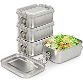LEEPENK 4 PCS 304 Stainless Steel Bento Box & Metal Lunch Box: 550ml/18.6oz, Leak-Proof Food Containers with Lids Ideal for Travel, Work, and Home-Leftover Storage