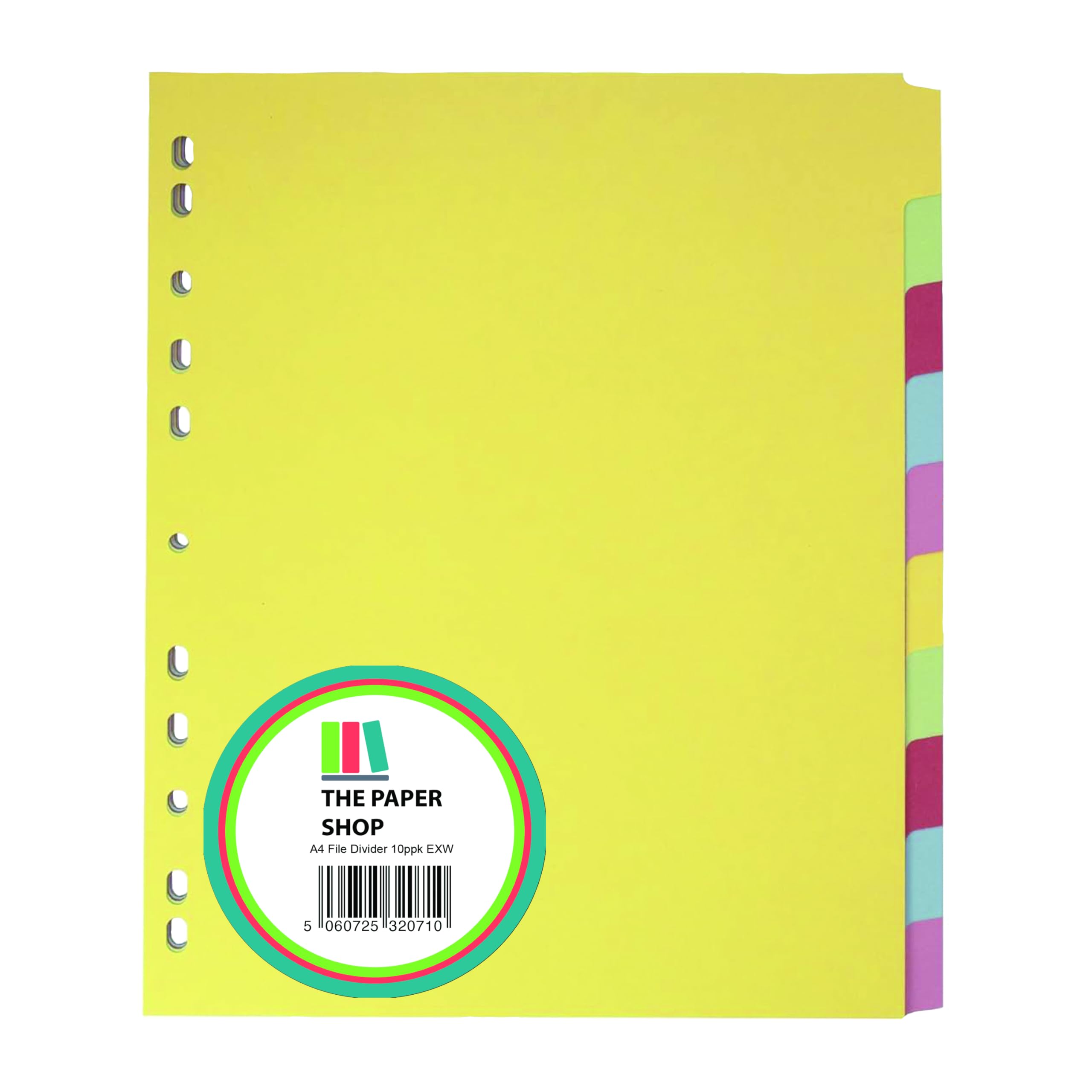 File Dividers A4, 10 Part Extra Wide Folder Dividers Extra for Ring Binders & Lever Arch Files (1 Pack) Binder and Subject Dividers with Writeable Coloured Index Tabs - The Paper Shop