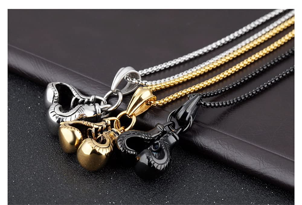 LXSSLY Boxing Gloves Necklace,Punk Stainless Steel Pendant,Titanium Steel Gothic Necklace for Men,Gothic Jewelry for Boys
