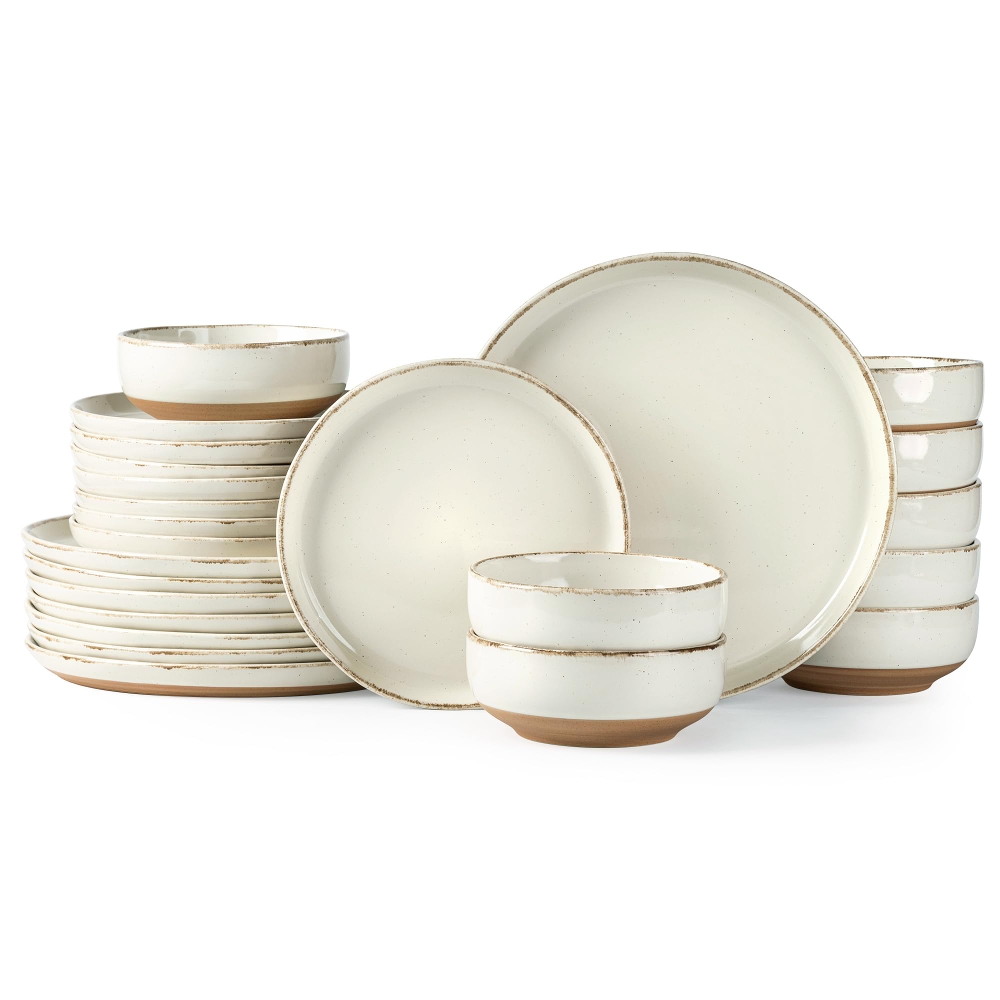 AmorArc 24 Pieces Ceramic Dinnerware Sets for 8, Handpainted Stoneware Plates and Bowls Set with Rustic Terracotta Underside, Scratch Resistant Dishes Set, Dishwasher & Microwave Safe Image AmorArc 24 Pieces Ceramic Dinnerware Sets for 8, Handpainted Stoneware Plates and Bowls Set with Rustic Terracotta Underside, Scratch Resistant Dishes Set, Dishwasher & Microwave Safe Image