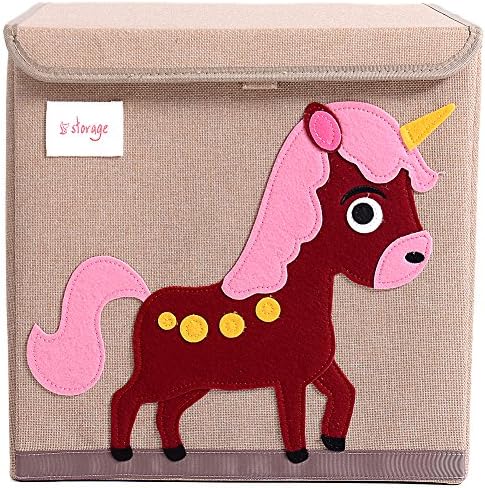 Toy chest with lid for boys and girls,canvas toy bin organizer by LIFEON,unicorn
