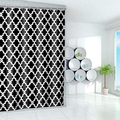 Sfoothome Simple Geometric Casual Pattern, Water Proof Polyester Fabric Shower Curtain for Bathroom (72 Inch by 78 Inch),Black