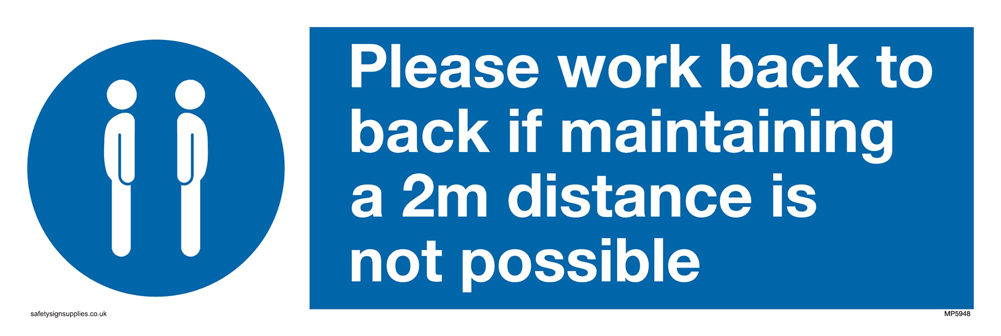 Pack of five - Please work back to back if maintaining 2m distance is not possible with mandatory symbol Sign -