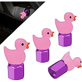 I3DIDEA Glow in The Dark Tire Valve Caps-4 Pieces Cute Animal Auto Exterior Accessories for Men/Women, Fun Tire Accessories Universal Fit for Most Car Motorcycles Trucks Bicycles. (Pink Duck)