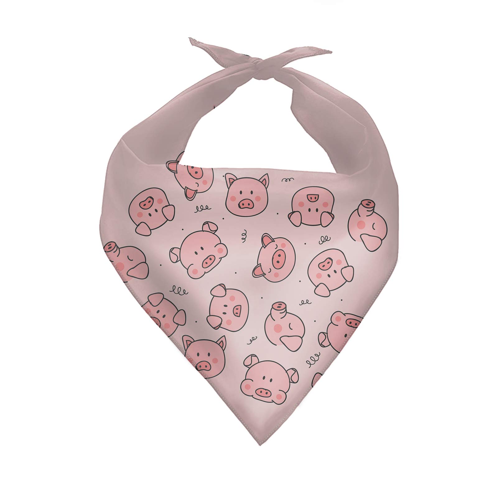 COEQINE Dog Bandanas Collar Valentines Day Pink Pig Pattern Scarves Daily Bibs for Small Medium Large Dogs Cats Washable Triangle Handkerchief