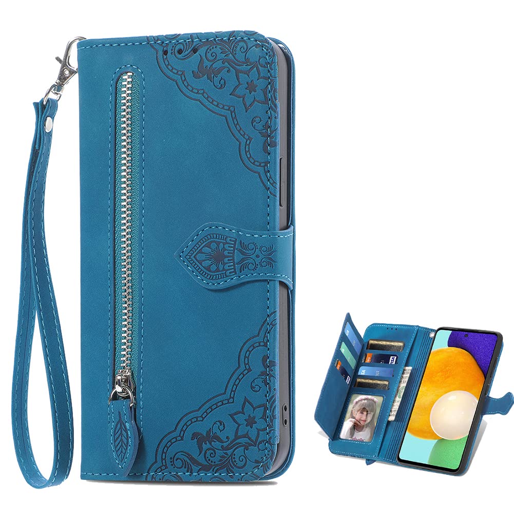 TIANYUE for Motorola Moto G84 5G Wallet Case, PU Leather with TPU Inner Case, Handbag Zipper Pocket Magnetic Flip Stand Protective Cover for Motorola Moto G84 5G-Blue