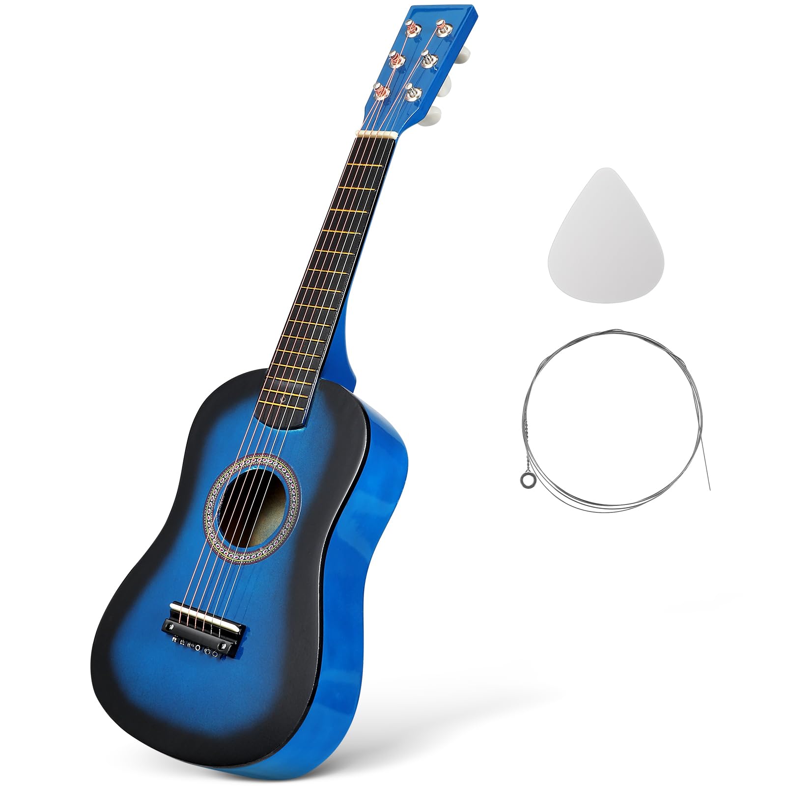 Toddmomy 23 Inch Small Acoustic Guitar for Kids 6-String Beginner Music Instrument Toy for Ages 5-9 Folk Style Wooden Guitar for Children Practice