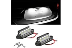 HIPOPY 2PCS LED License Plate Light, 12V/24V Waterproof 6-SMD License Plate Lamp Tail Light for Most Cars, Trucks, Trailer, Buses, Step Courtesy Light, Dome/Cargo Lights (White)