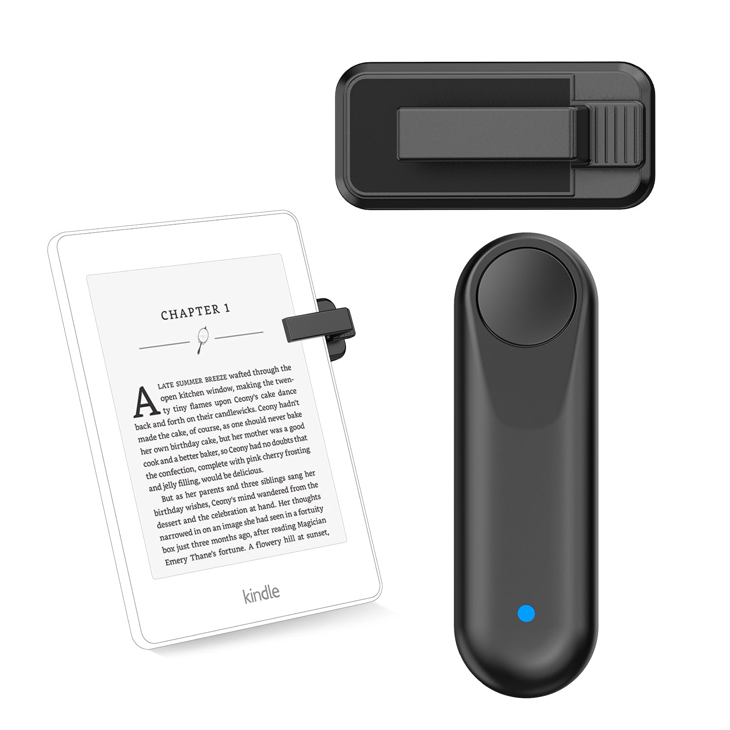 Photo 1 of Inncarvs RF Remote Control Page Turner for Kindle Paperwhite, Camera Remote Shutter Selfie Controller, for iPad iPhone Android Tablets E-Book Reading Novels, Black+One Button