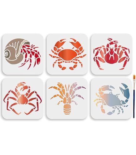 Crab Beach Ocean Stencil - 4.5 Inch Reusable Mylar Craft Stencil For DIY Projects