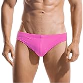 AIMPACT Mens Vintage Swim Briefs Sexy Bikini Swimwear Quick Dry Retro Swimsuit with Drawstring