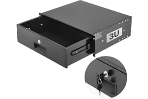 VEVOR 3U Rack Mount Drawer, 50 lbs Max Load-Bearing, Lockable Server Cabinet Case, Sliding Drawer with Lock and Cable Managem