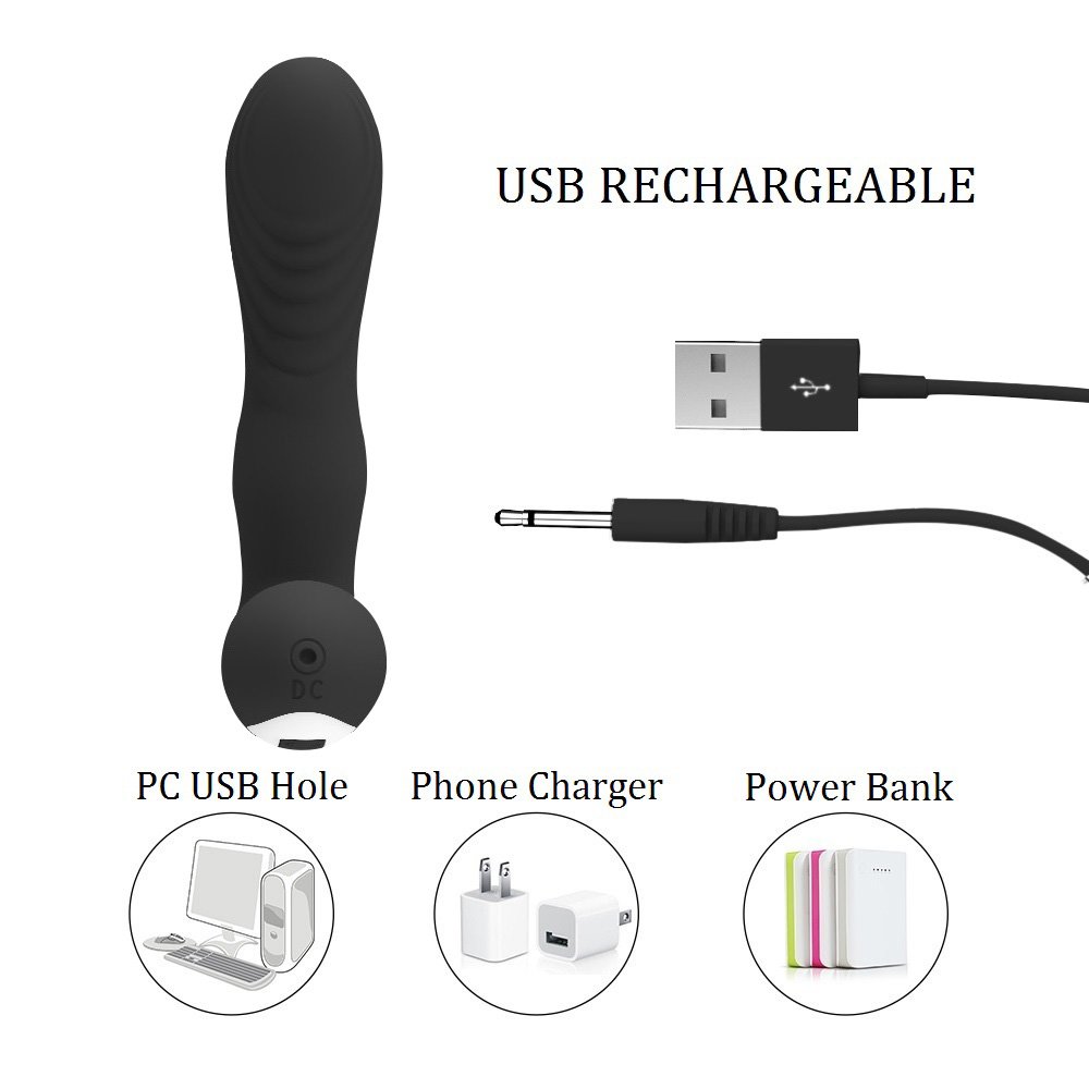Prostata Stimulator Vibratoren, James Love Silikon Analvibratoren mit 12 Frequenzen, Wasserdicht Wiederaufladbar Analplug G Punkt Vibrator Prostata Massage für Männer oder Paar (Schwarz)