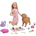Barbie Doll & Pets, Blonde Doll with Mommy Dog, 3 Newborn Puppies with Color-Change Feature & Pet Accessories