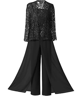 pant suit with chiffon overlay