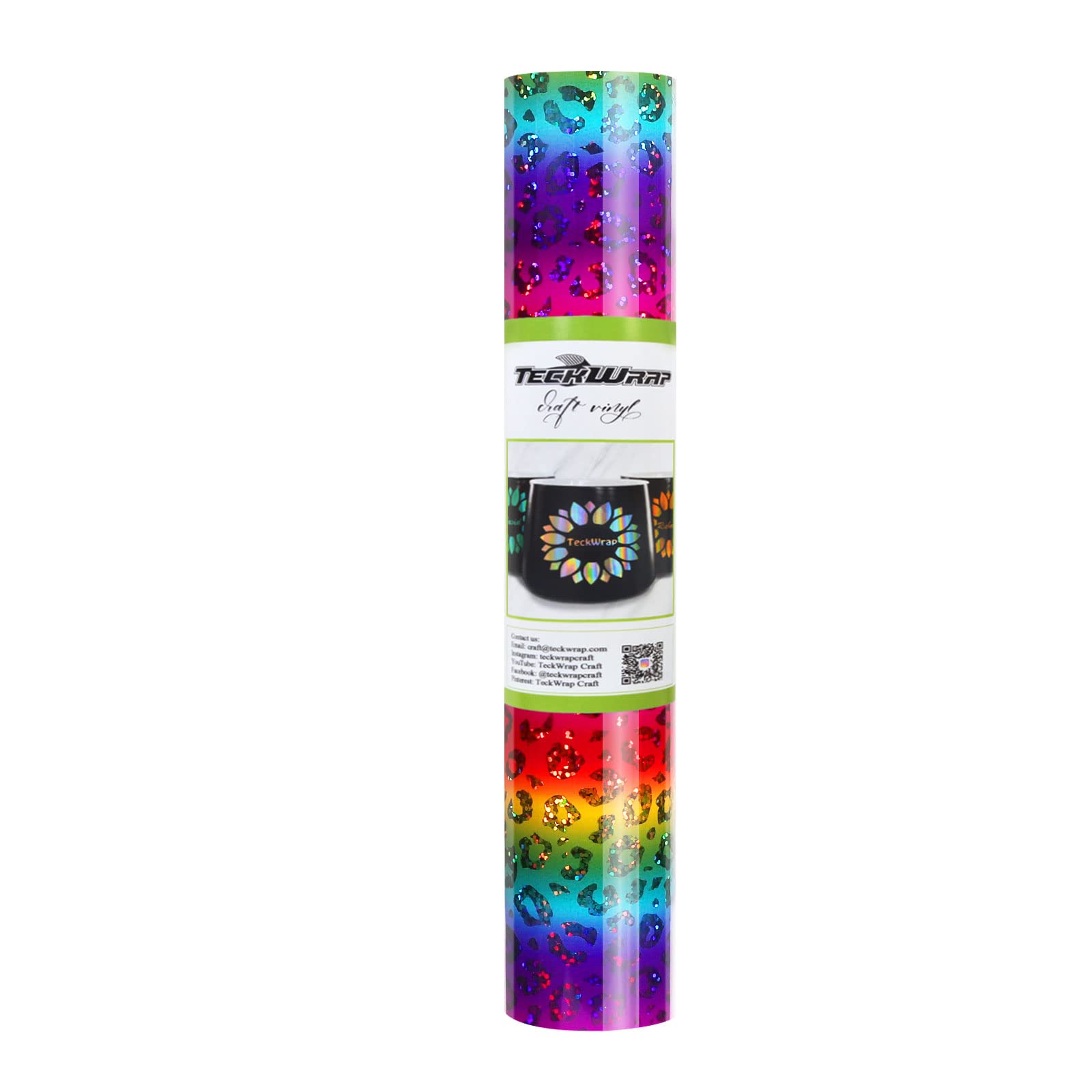 TECKWRAP Glossy Holographic Rainbow Chrome Vinyl 1ft x 5ft, Rainbow Leopard Pattern — image 1