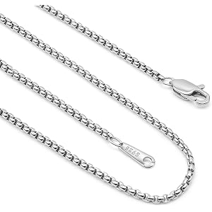GDJQQTTQ 925 Sterling Silver Chain for Men, 2.0mm Square Rolo Men Necklace Chains, Sturdy & Non Tarnishing 14K Gold Plated Ch