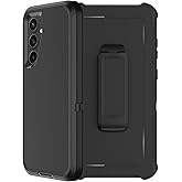 RubCase for Samsung Galaxy S24 Case with Belt Clip Holster, 2X Screen Protector, Heavy Duty Military Grade Full Body Shockproof Dust-Proof Rugged Protective Cover for Samsung S24 5G (Black)