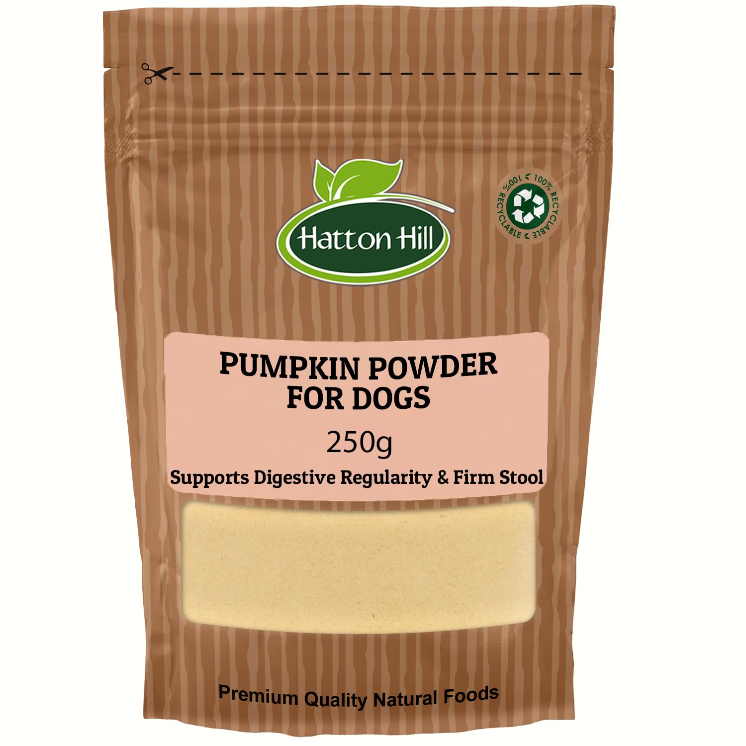 Pumpkin Powder for Dogs 250g by Hatton Hill, Supports Prebiotic Fiber Source & Nutrition - Helps Loose Stool and Gut Inflammation