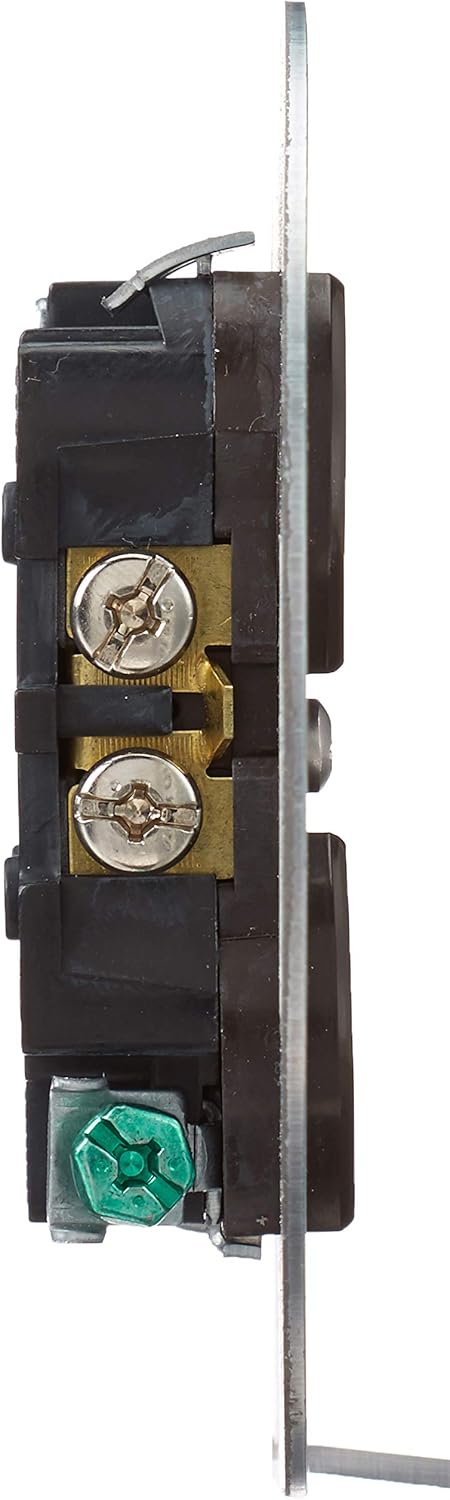 Leviton 1228 15 Amp 125 Volt, Duplex Receptacle, with 4" Metal Cover, Residential Grade, Grounding, Brown - Electric Plugs - 