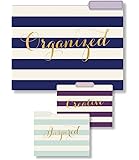 Eccolo World Traveler Set of 9 File Folders, Organized Wide Stripes (T617B)