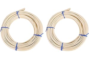PATIKIL Round Reed Spline 65ft x 0.2 inch,2Pcs Cane Webbing Roll,Rattan Reed Coil for DIY Furniture Basket Weaving, Wicker Ma