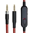 MJKOR Replacement Audio AUX Cable Compatible with HyperX Cloud Mix and Cloud Alpha Gaming Headset, Inline Mute and Volume Control(No Inline Mic, Red)