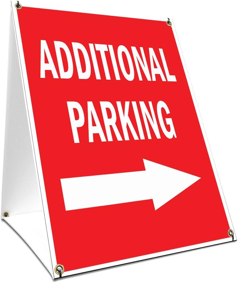 A-Frame Sidewalk Additional Parking with Arrow Sign with Graphics On Each Side | 24" X 36" Print Size