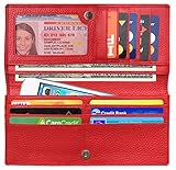 RFID Wallet Womens RFID Blocking Genuine Leather Bifold Slim Wallet Clutch Purse