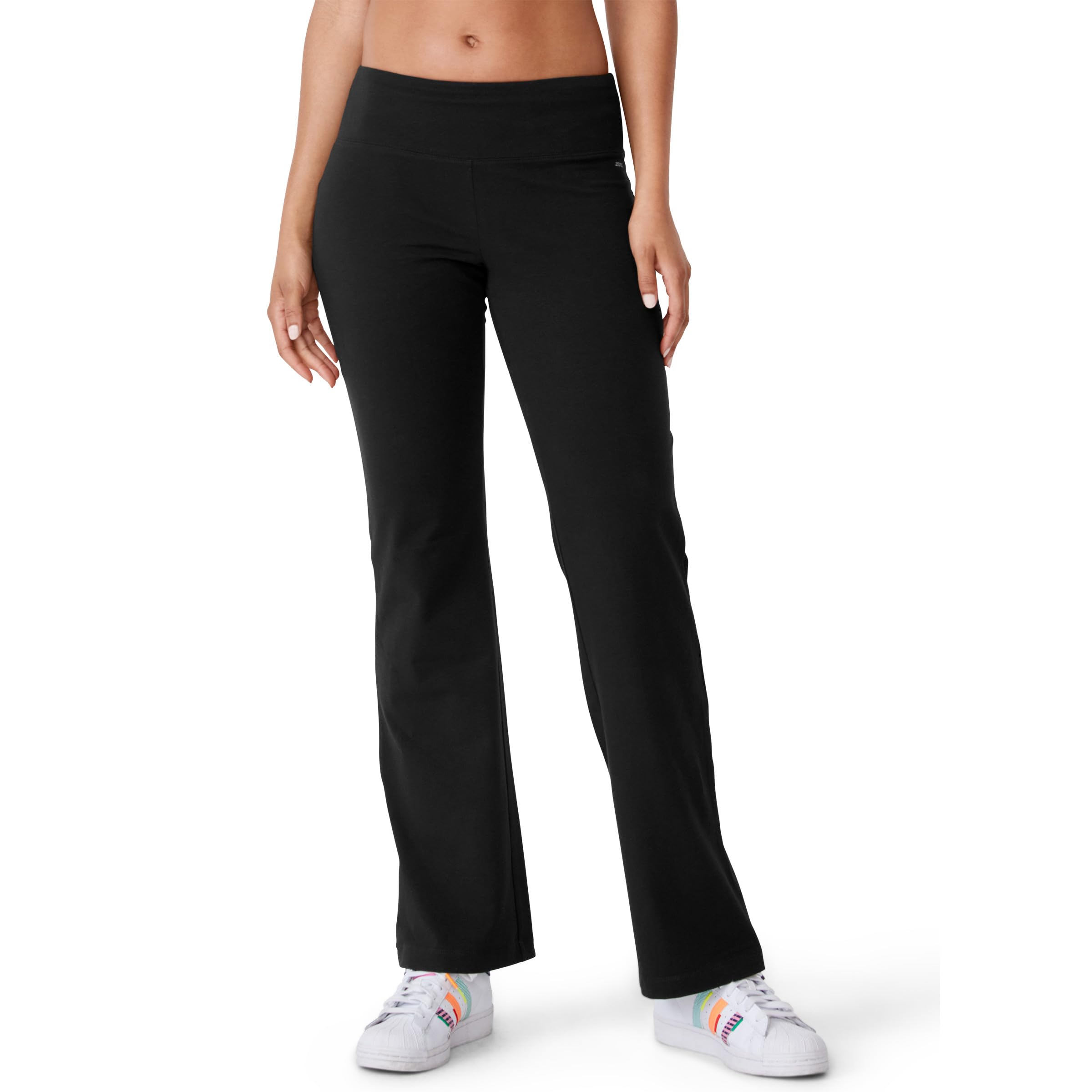 Photo 1 of Jockey Women's Activewear Cotton Stretch Slim Bootleg Pant, Black, 2XL