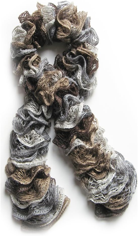 Fashion Vintage European Ruffle Scarf - Handmade Knitted Lacy Scarf - Red Heart Sashay Yarn Waltz