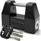 NUOVEPE Heavy Duty Trailer Coupler Latch Lock with 1-1/4" Wider Span | Disc Detainer System, Push to Lock, 3 keys, 1/4" Dia Pin, Weatherproof Tongue Lock for Trailer, Tow Boat, Shipping Container