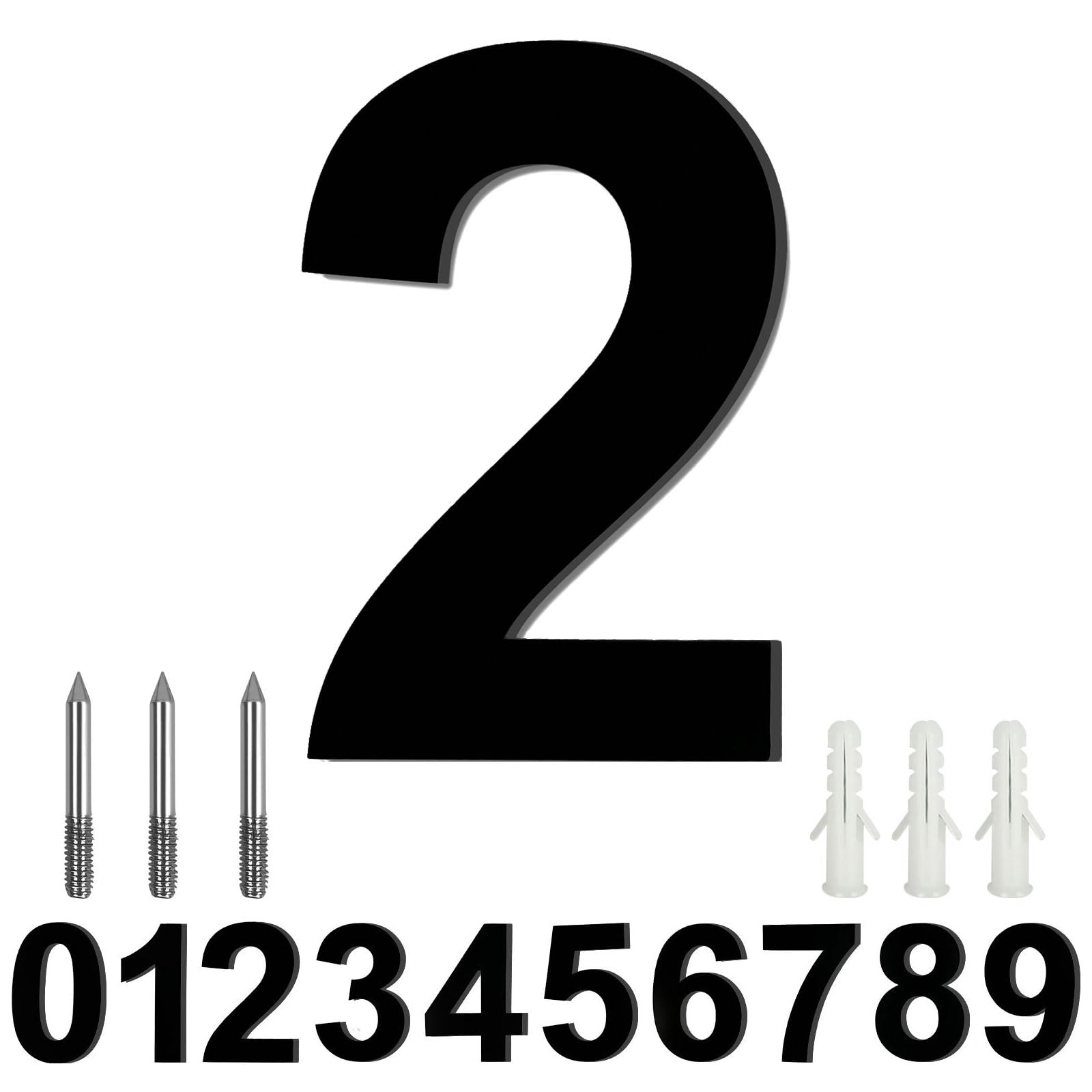 LUCKNIGHT House Numbers, Large Metal House Numbers, Floating Door Number, Made of Solid Stainless Steel, Flush Mount, for Outside Address Number Sign, 8 Inch (20.3 cm), Door Number 2
