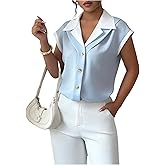 Floerns Women's Elegant Button Down Shirts Dolman Sleeve Business Casual Blouse Tops