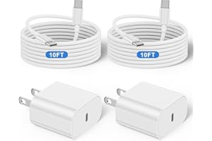 QALIRVIS 20W iPad Pro Fast Charger and 10ft USB C to C Charging Cable Cord Long for 2022/2021/2020/2018 iPad Pro 12.9/11/10.9 inch 5/4/3/2/1th Generation,iPad Air 5/4th,iPad Mini 6 Gen,iPad Wall Charger Block