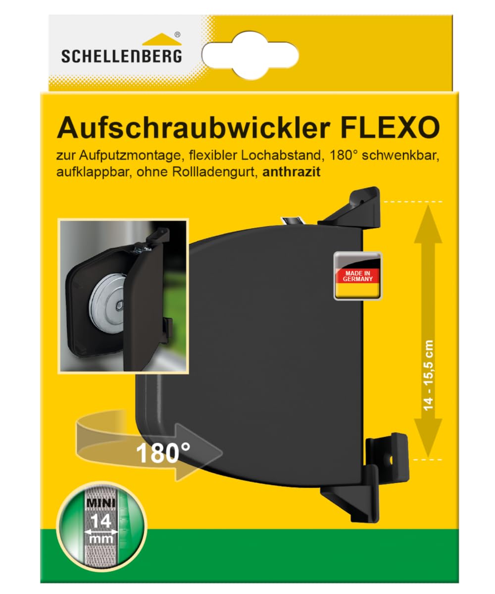 Schellenberg Flexo 50149 Screw-On Winder Hinged Mini Belt Winder Surface-Mounted Anthracite
