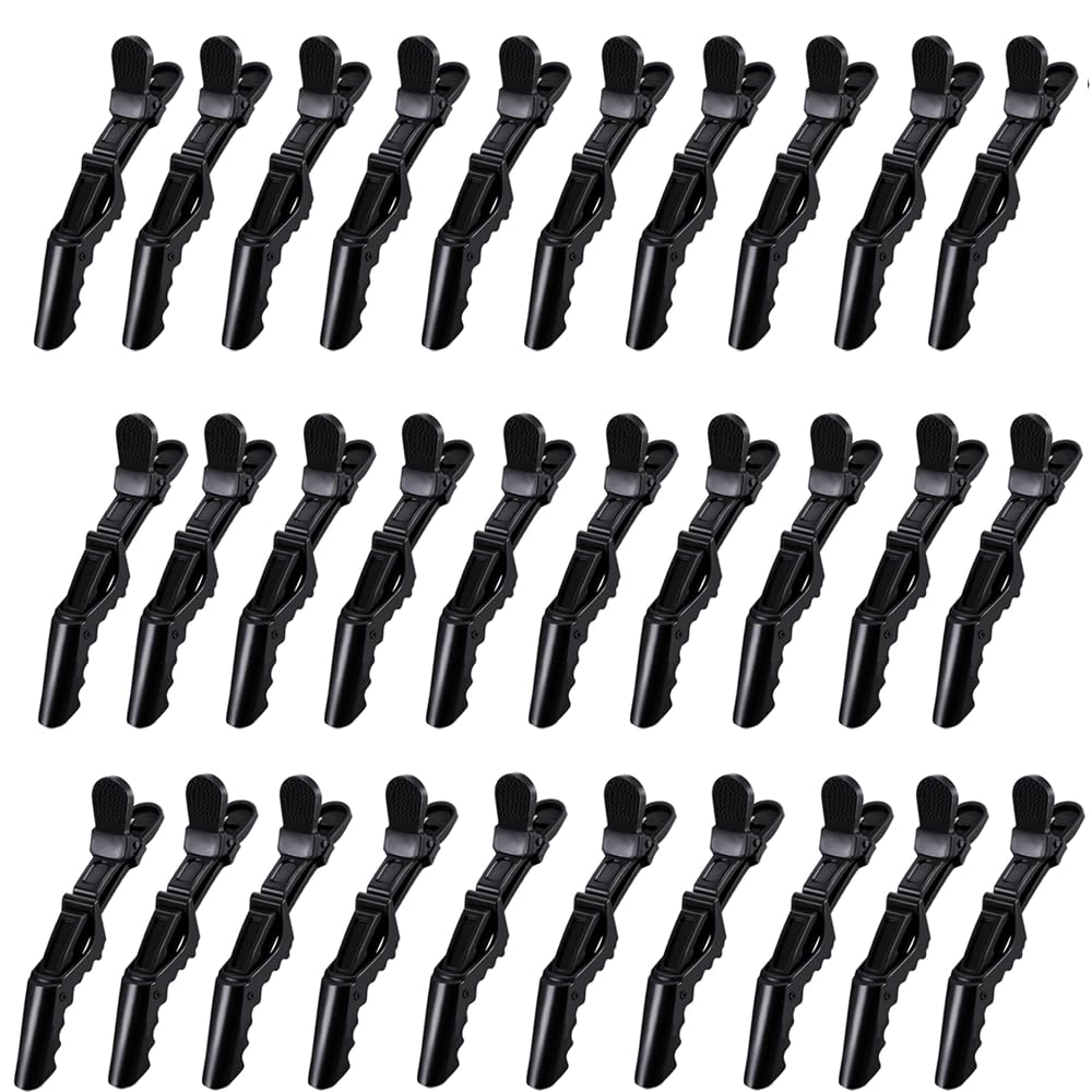 Photo 1 of 30 Pcs Alligator Hair Clip for Styling Sectioning - Salon Hair Clip for Thick Hair, Plastic Hair Styling Clip with Wide Teeth & Double-Hinged Design (Black)