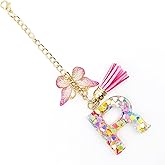 YXMN Initial Keychain Letter Charms For Purse Cup Phone Bogg Bag Charms Key Chains Women Cute Gifts For Women Mom Friend