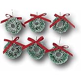 Mini Christmas Tree Ornaments for Tiny Tree (Set of 6 Mini Wreaths)