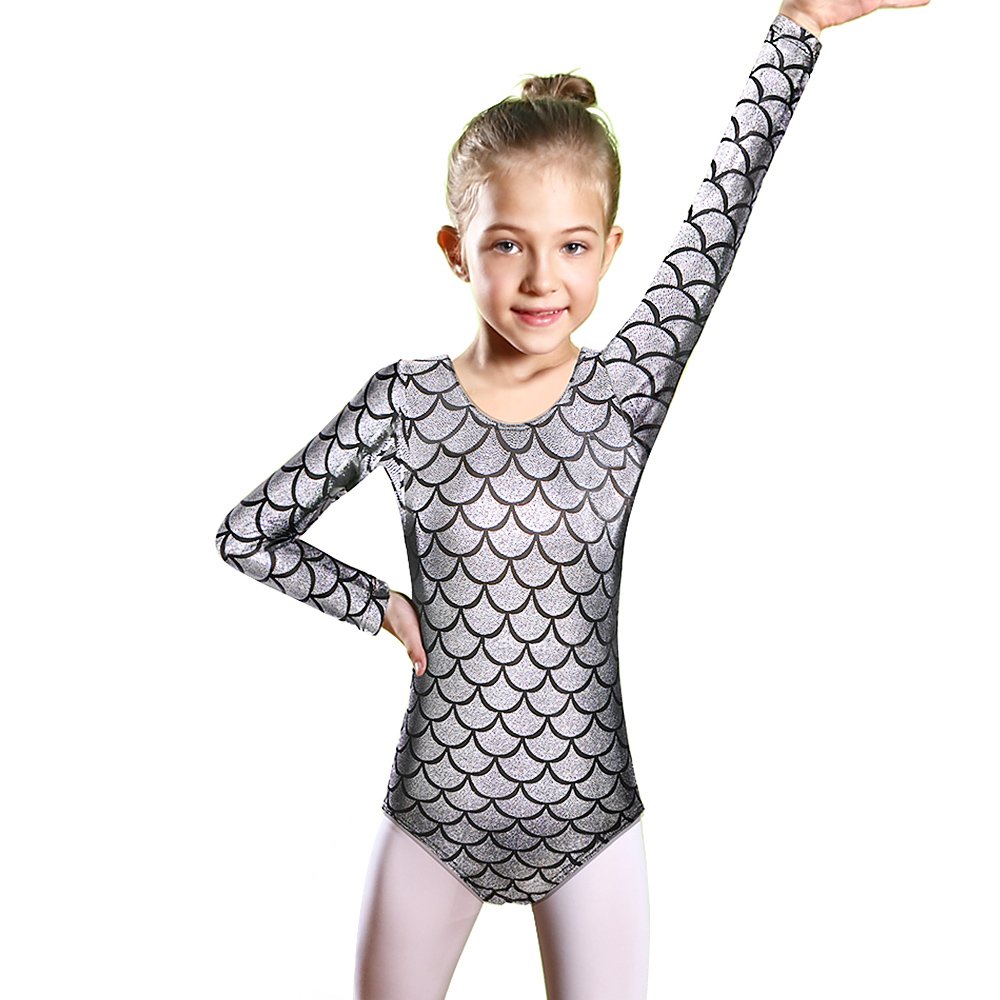BAOHULU Spliced Diamond Mermaid Tank Gymnastics Outfit Leotard for Girls 3-12 Years (12A(Recommended age 11-12Y), Sliver)