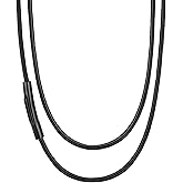 Suplight Waterproof Braided Leather Cord Chain Necklace for Men Women, Woven Wax Rope Chain for Pendant, Leather Necklaces Customize Available with Strong Clasp, 2/3mm Width 16" 18" 20"...30" Length
