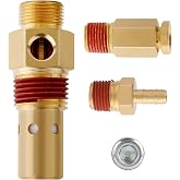 Hromee Air Compressor Replacement Components Brass 1/2 Inch MNPT Compressor in Tank Check Valve Kit with Three Different Unloader Tube Fittings 20 SCFM 4 Pieces