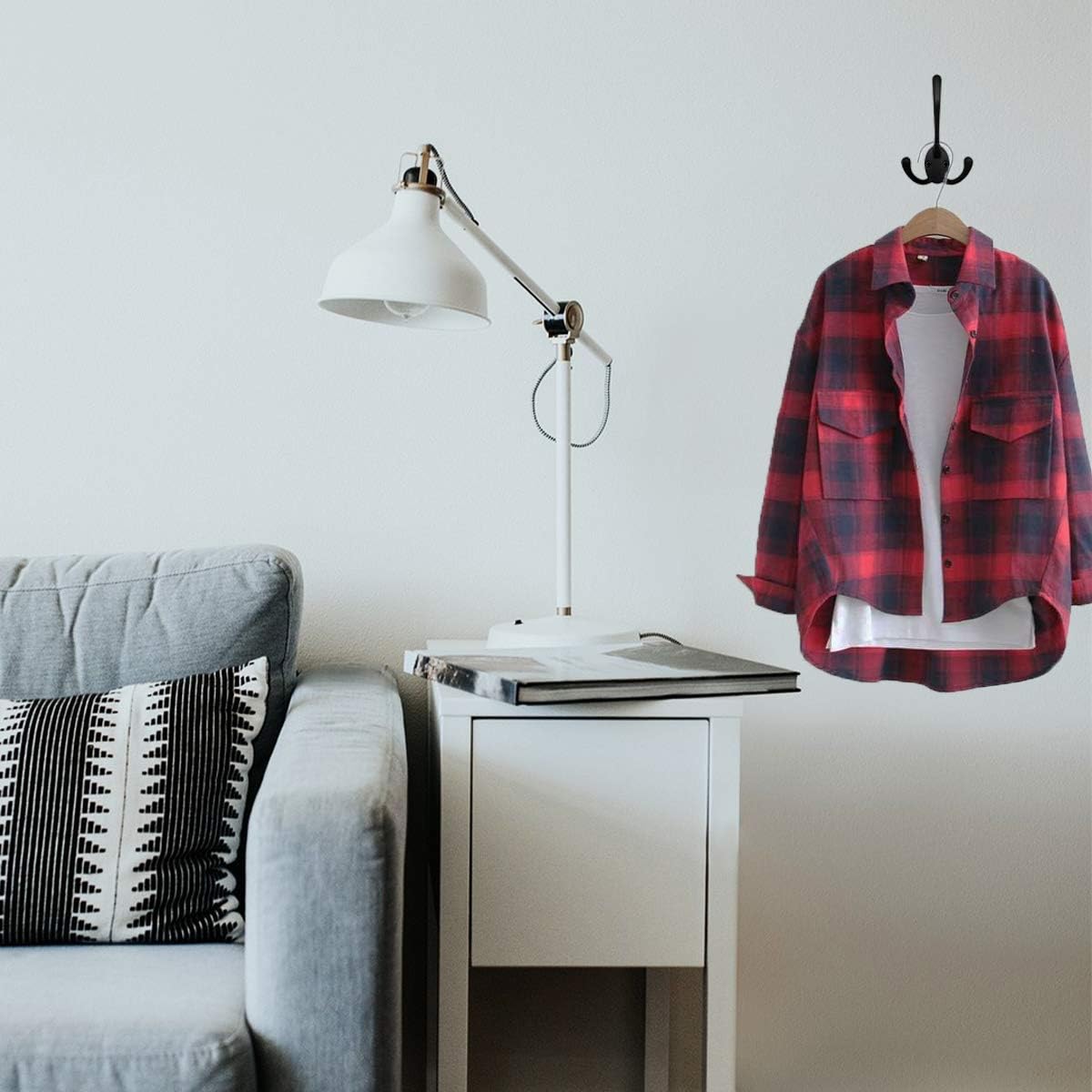 Wall Mounted Coat Hooks 5 Pack Heavy Duty Black Hardware Robe Hooks Decorative for Single Hanging Coats Towel Cubicle Classroom Kitchen Bath Backpack Hat Hook: Home Improvement