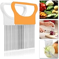Onion Holder Slicer Cutter Chopper - Tomato Vegetable Lemon Potato Cutter Slicer Odor Remover (White+White)