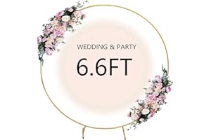 Linda's Memory 6.6 FT Round Backdrop Stand Fitting Balloon Arch Stand Frame Round Arch Stand for Parties Birthday Engagement Anniversary Bridal Shower Baby Shower Wedding Decor (Round 6.6 FT, Gold)
