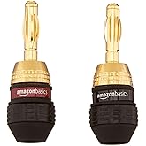 Amazon Basics Gold Plated Banana Plugs Speaker Wire Connectors, 12 Count (6 Pairs), Easy Install, 0.5 x 0.5 x 1.3 inches, Black